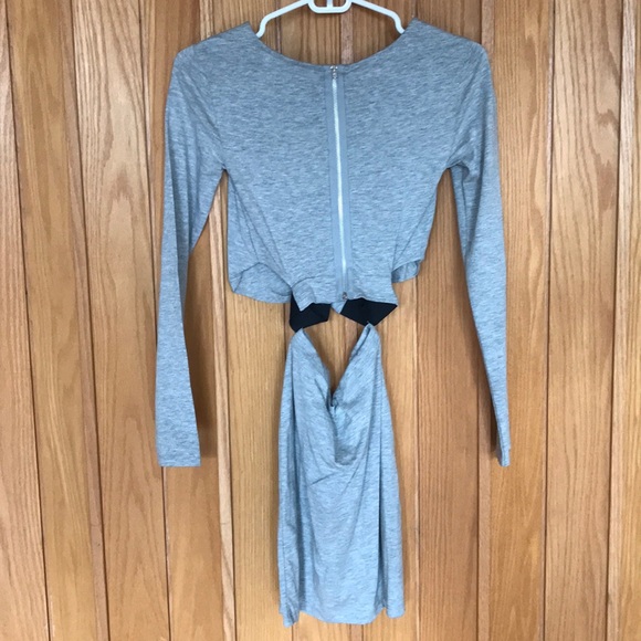 ASOS Petite Bodycon Cut-out Grey Dress - Picture 2 of 2